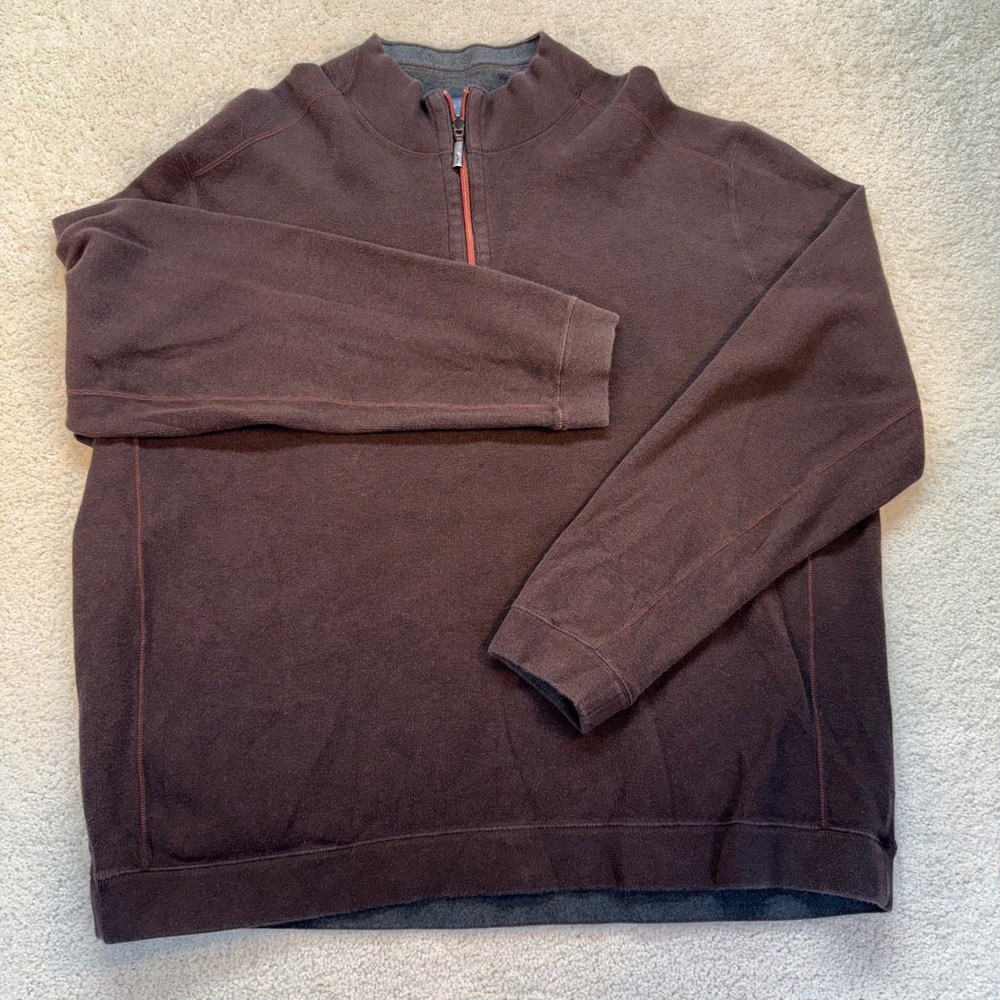 Tommy Bahama Reversible‎ Mens Brown Cotton Crewneck Sweatshirt Marlin Logo 3XLT